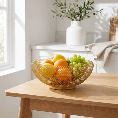 corbeille de fruit couleur or